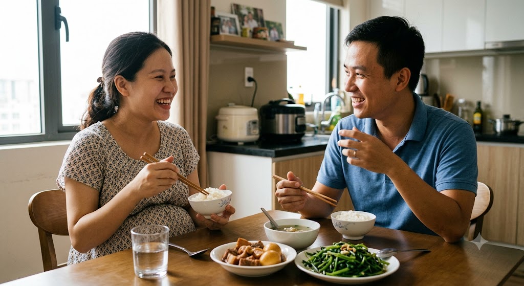 mẹ bầu ăn thế nào để không tăng cân quá nhiều